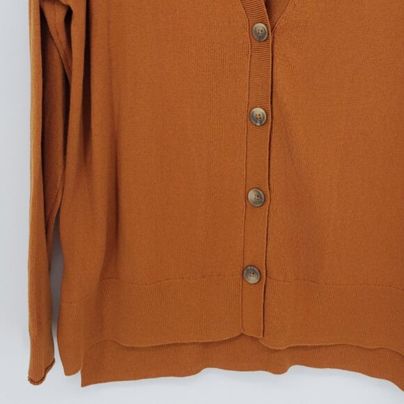 Lucky Brand Relaxed Fit V Neck Cardigan‎ Sweater S Womens Cotton Cashmere Brown - Picture 5 of 9